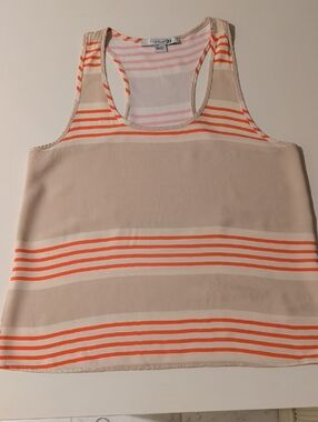 Forever 21 Beige Tank Top with Orange Stripes Size S/P